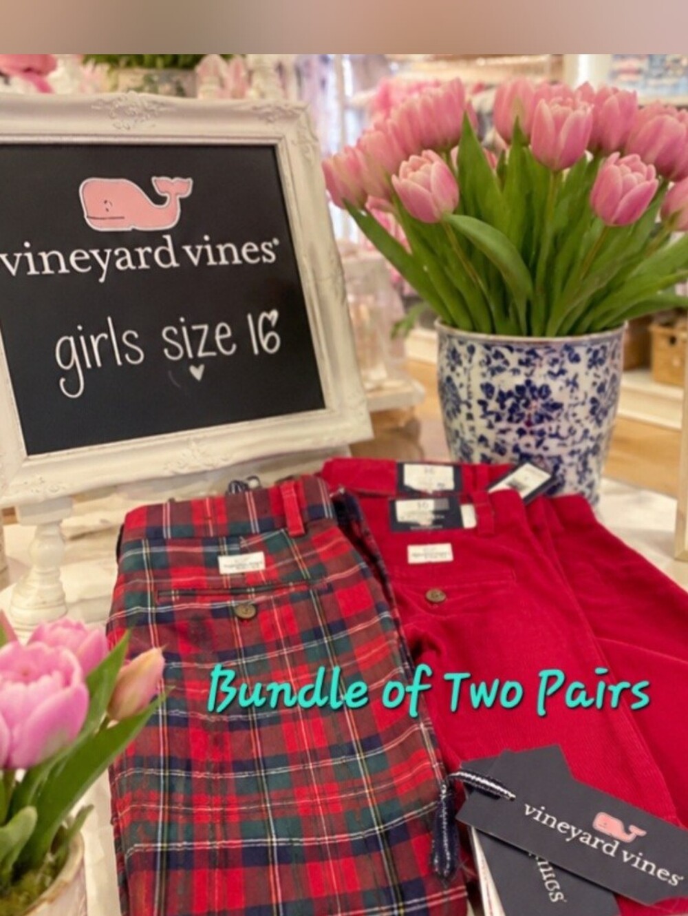 Vineyard Vines Pants Bundle Red Cords & Red Tartan Plaid. 1- NWT/1- NWOT